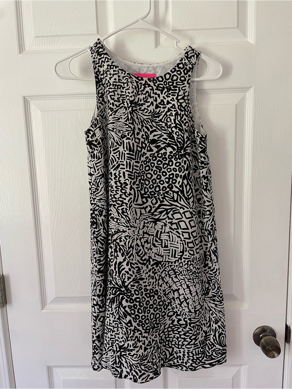 Lilly Pulitzer Black & White Abstract Print Sleeveless Mini Dress